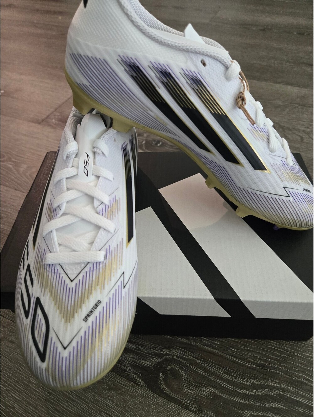 adidas F50 League FG MG J JH7745 White Black Kids 3Y Soccer Cleats New
